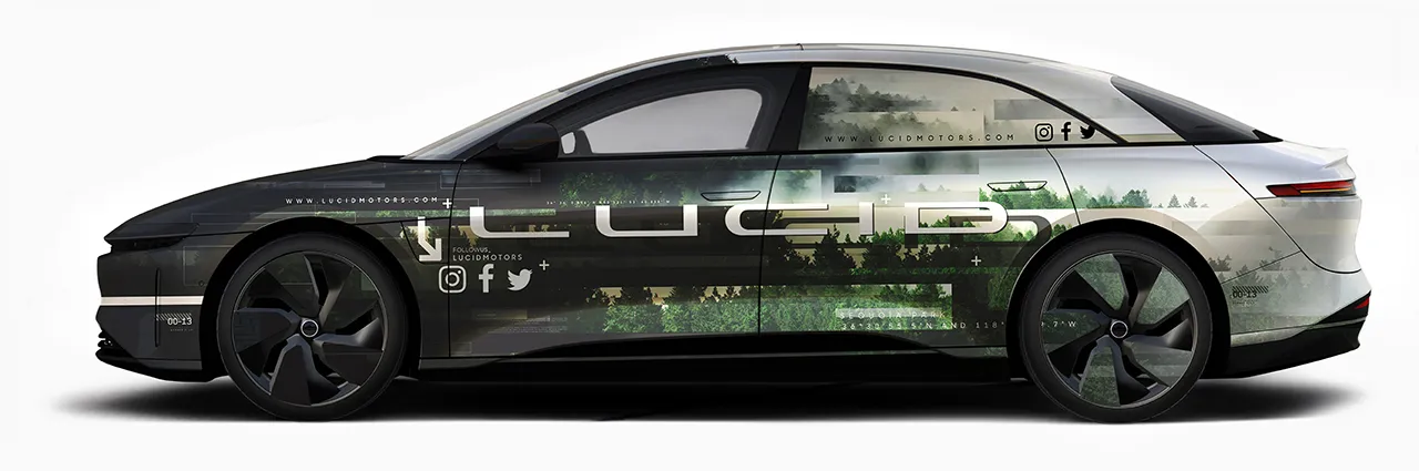 Lucid Air beta prototype in Sequoia National Park wrap